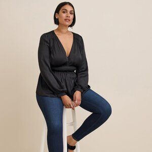 Torrid Peplum Satin Smocked Waist Top 3X